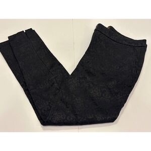 Dana Buchman Black Floral Jacquard Trousers Pants Women Size 10 Straight Leg